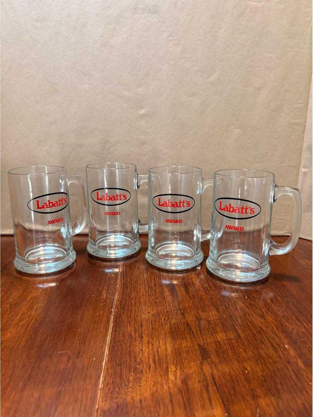 Vintage Labatt’s Award Beer Mug Set of 4 Glass Breweriana Barware Collectible